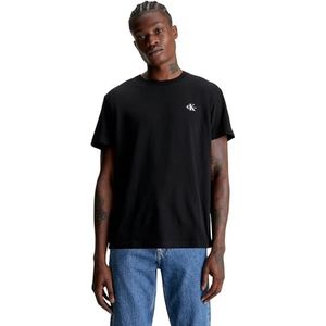 Calvin Klein Jeans Monologo T-shirt met ronde hals en korte mouwen, 2 stuks, Helder Wit/Ck Zwart, S