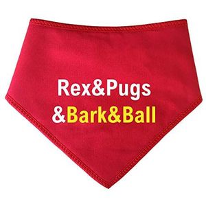 Spoilt rode pets (S3) rood 'Sex & Drugs & Rock & Roll,' is 'Rex en Pugs & Bark & Ball' in Hond Land. – Comisch Dog Bandana (medium, rood).