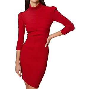 Morgan Nauwsluitende trui-jurk met rolkraag, Rood, S