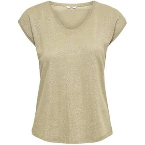 ONLY Dames T-Shirt Onlsilvery S/S V Neck Lurex Top JRS Noos, goud (gouden kleur gouden kleur)., S