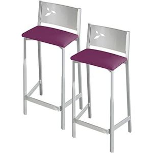 ASTIMESA TAACBL Twee krukken voor keuken, zitting, 60 cm, kunstleer, aubergine