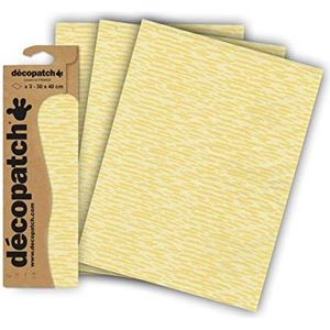 Décopatch C838C - een zakje met 3 vellen bedrukt papier, 30 x 40 cm, gele toetsen