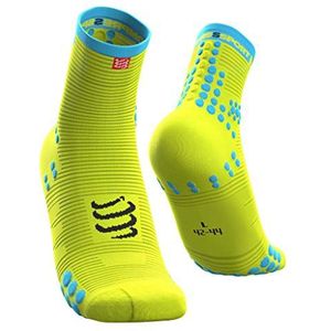 Compressport Heren Racing Sock High Flou Yellow T1 Compression Loopsokken, Neongeel, 1