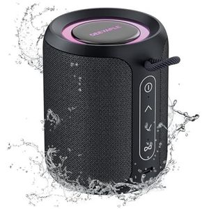 Deeyaple Bluetooth luidspreker, kleine draagbare muziekbox, 5.3 IPX7 waterdicht, draadloze stereo koppeling, handsfree, RGB-licht voor outdoor, camping, tuin, feest, reizen, 50% volume, 12 uur
