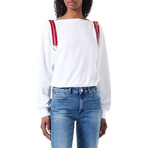 Love Moschino Dames Comfort Fit Wide Collar Long-Sleeved Sweatshirt, wit (optical white), 38