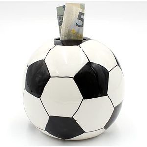 Dekohelden24 Spaarpot voetbal in zwart wit, ca. 10 x 10 x 10 cm, 200141-I