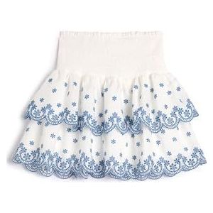 Koton Girls's Lange Hoge Taille Elastische Tailleband Katoenen Rok, Wit (000), 7-8 Jaar