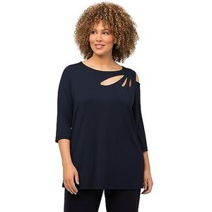 Ulla Popken T-shirt voor dames, marineblauw, 58/60 Grote maten