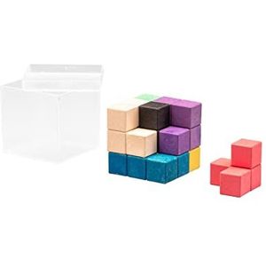 Wissner aktiv lernen 08055.IMP RE Wood Soma dobbelsteen, leer- en puzzelspel voor kinderen met 7 gekleurde elementen, duurzaam geproduceerd, bevordert creativiteit en ruimtelijk denken