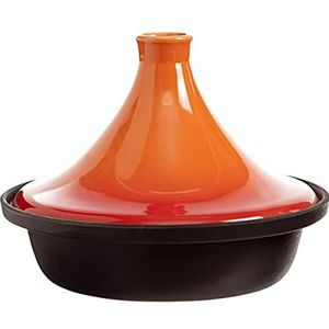 Cosy & Trendy Tajine Zwart / Oranje - Gietijzeren Schaal - Ø25cm - Geschikt voor Inductie