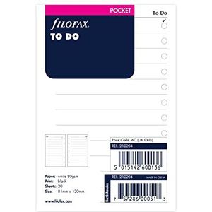 Filofax 212204 Pocket To Do notitiepapier, Engels, wit