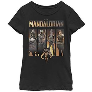 Mandalorian Boba Box Up Girl's Solid Crew Tee, Black, X-Small, Schwarz, XS