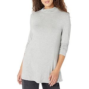 Amazon Essentials Dames jersey lange mouwen Mock Neck Swing Tuniek (voorheen Daily Ritual), lichtgrijs Heather, L