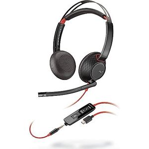 Poly Blackwire 5220 bedrade headset - Flexibele ruisonderdrukkende microfoon - Ergonomisch ontwerp - Aansluiten op pc/Mac, mobiel via USB-C, USB-A of 3,5 mm - Werkt met Teams, Zoom