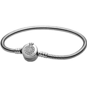Pandora Signature Armband met slangenketting van sterlingzilver, fonkelende O-vormige kroonsluiting met heldere zirkoniasteentjes, 23
