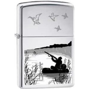 Zippo Hunter III sigarettenaansteker, chroom, eenheidsmaat