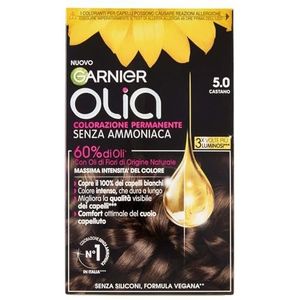 Garnier Olia haarverf, zonder ammoniak, bedekt 100% wit haar, veganistische formule, bruin