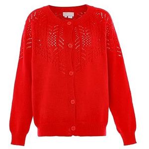 Jalene Dames Modieuze Holle Gebreide Vest Jas Polyester Rood Maat M/L, rood, M