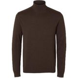 SELECTED HOMME Mannelijke trui met lange mouwen en col, chocolade taart, S