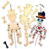 Baker Ross AT108 AT18 houten skeletpoppenset - Houten knutselpakket voor kinderdag van de dode kunstactiviteiten