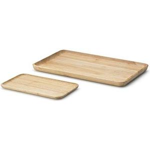 Continenta rechthoekige broodplaat van rubberhout, serveerschaal, dienblad met verhoogde rand, afmetingen: 34 x 21 x 2 cm, 1 stuk