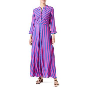 YAS SAVANNA lange shirt jurk S. NOOS, Fuchsia Fedora/Stripes: blue Lolite, XXL