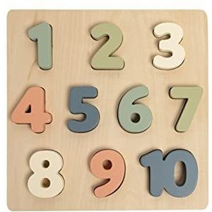 Pearhead Wooden Numbers Puzzel, kleurrijke counting, interactief leerbord, educatief speelgoed, baby en peutercadeau jongens of meisjes