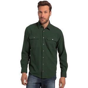 JP 1880 Heren Flanell-Hemd, Langarm, Kentkragen, Modern Fit Hemden, Donkergroen, 3XL