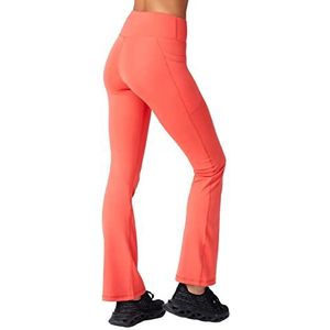 LOS OJOS Bootcut yogabroek voor dames, hoge taille, workout, bootlegging, yogalegging met buikcontrole, koraalrood, XS
