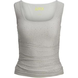 Jack & Jones JXKIA SAGA SL Shine REV TOP WVN, Grijs flanel/detail: zilver Rinestone, XL
