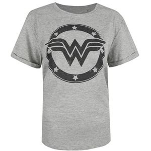 DC Comics Dames Wonder Woman Metallic Logo T-Shirt, Sport Grijs, 8/S