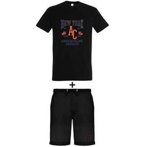 AMERICAN COLLEGE USA 2-delige set T-shirt + uniseks shorts, Zwart, TG