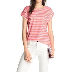 ESPRIT Dames T-shirt met rechte snit, gestreept, meerkleurig (Pale Watermeloen 653), XL
