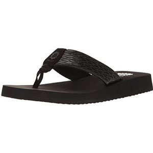 Yellow Box Vlas sandalen met sleehak voor dames, Zwart, 7.5