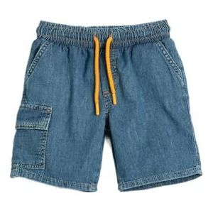 Koton Boys Jean korte cargozakken, elastische tailleband, trekkoord, katoen, Mid Indigo (mid), 9-10 Jaar