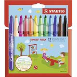 Viltstift - STABILO power max -12 stuks - met 12 verschillende kleuren