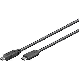 Goobay 67989 USB 2.0 Mini Type B naar USB C kabel 480 Mbits/Mini B USB naar USB A stekker adapterkabel/GoPro - kaartlezer - hubs/zwart / 0,5 m