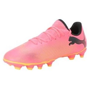 PUMA Unisex Kid's Future 7 Play Fg/Ag Jr Voetbalschoen, Sunset Glow PUMA Black Sun Stream, 28 EU