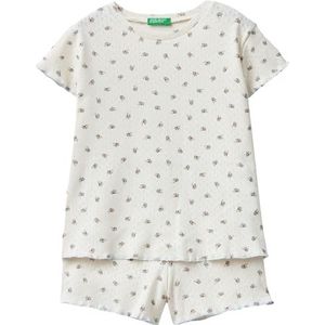 United Colors of Benetton Pig(T-shirt + short) 3PMU0P060 pyjama-set, crème 60C, XXS voor meisjes, crème 60c, XXS