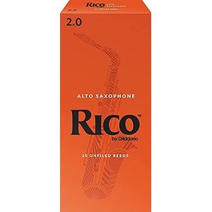 Rico Saxofoonriet - Riet voor altsaxofoon - dunnere vamp-snit voor het gemak van spelen, traditioneel blank voor helder geluid, niet gearchiveerd voor krachtige toon - Altsax riet 2 sterkte, 25-pack