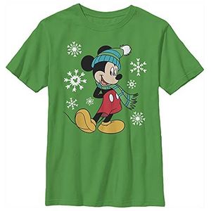 Disney Characters Big Holiday Mickey Boy's Solid Crew Tee, Kelly Green, X-Large, Kelly Green, XL