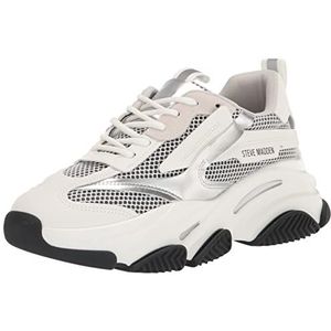 Steve Madden Possession Sneakers voor dames, wit, zilver, 38 EU