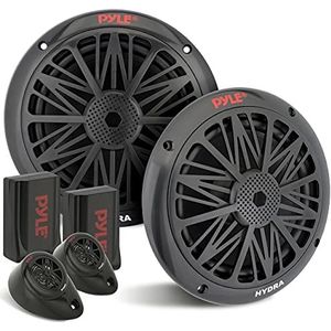 Pyle - Marine Luidsprekers - 2-weg Stereo Audiosysteem - Zwart - 200 Watt - Frequentiebereik 85 Hz tot 6 kHz