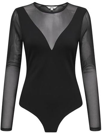 Only - ONLBECKI LS MIX BODY WVN - Bodystocking - Zwart - Lange Mouwen