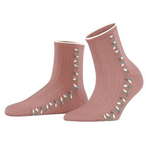 ESPRIT Dames Structured Leaves Katoen Lyocell halfhoog met patroon 1 paar sokken, roze (Wild Rose 8803), 39-42