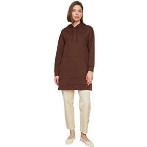 Trendyol Vrouwen bescheiden normale basic capuchon gebreide bescheiden sweatshirts, Bruin, M