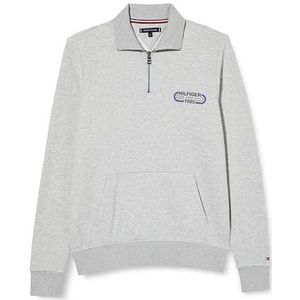 Tommy Hilfiger Heren HILFIGER TRACK GRAPHIC HALF RITS lichtgrijs Heather XL, lichtgrijs Hei, XL