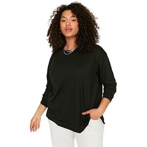 Trendyol Curve Katoenmix Plus Size Sweatshirt - Zwart - Regular XL Zwart, Zwart