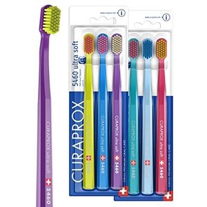 Curaprox 6 x CS 5460 Ultra Soft tandenborstel voor volwassenen met 5460 Ultra Soft Curen-borstelharen, 6 stuks, willekeurige kleur
