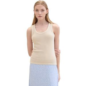 TOM TAILOR Denim Basic tanktop voor dames met ribstof, 33754 - Bisque, L